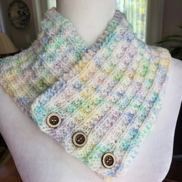 Cat Ear Beanie & Neck Warmer Knit Set Winter Warm Ski Hand Made Waffle Stitch - Picture 3 of 7